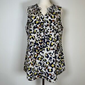 CAbi ‘Fierce’ Top Blouse Ruffle V-Neck Relaxed Fit Sleeveless Womens Size Large